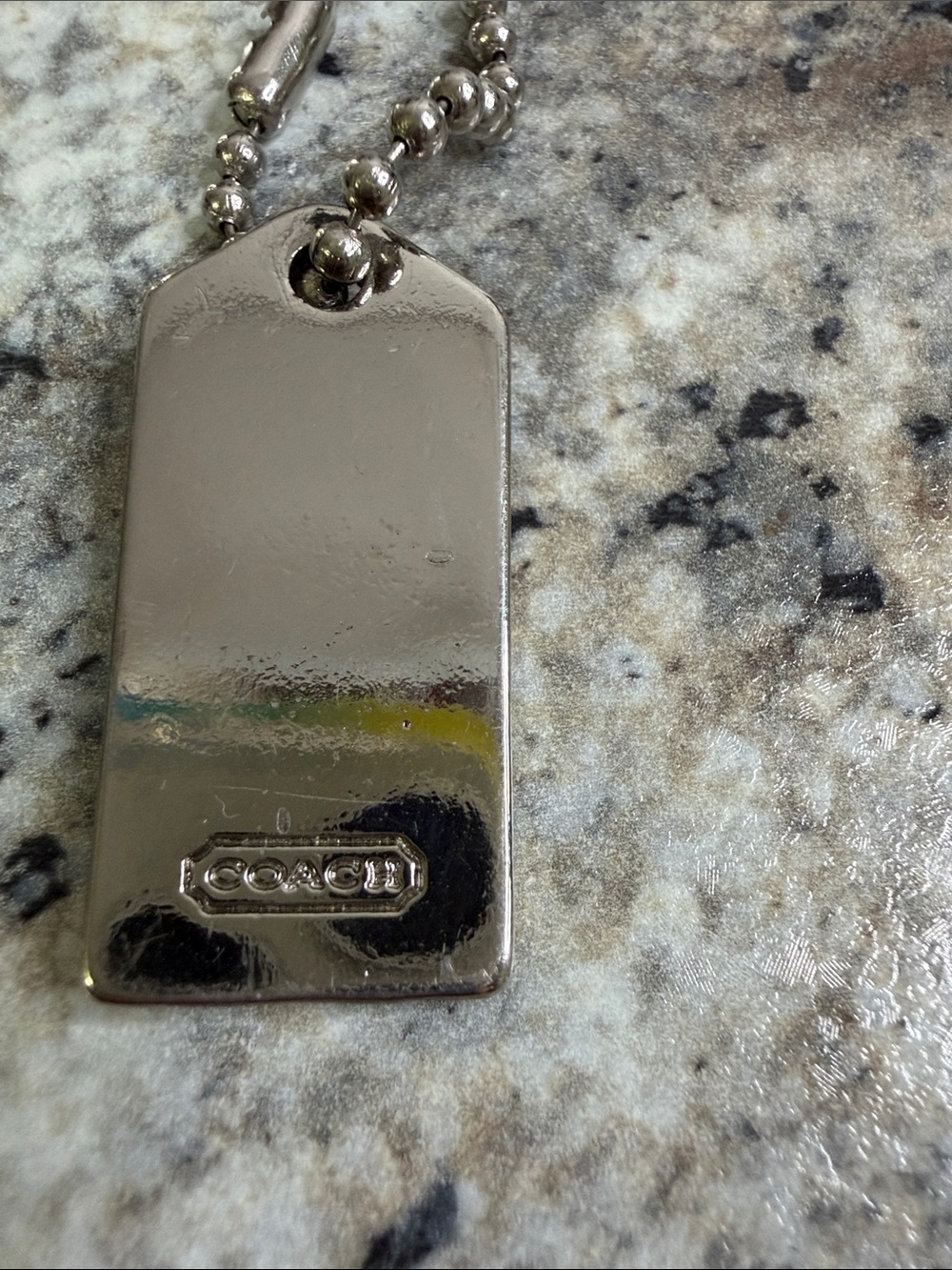 Coach Silver Tone Embossed Tag Keychain - Picture 3 of 4